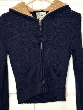 Himekaji 2000s Coquette navy blue knit zip up 💙